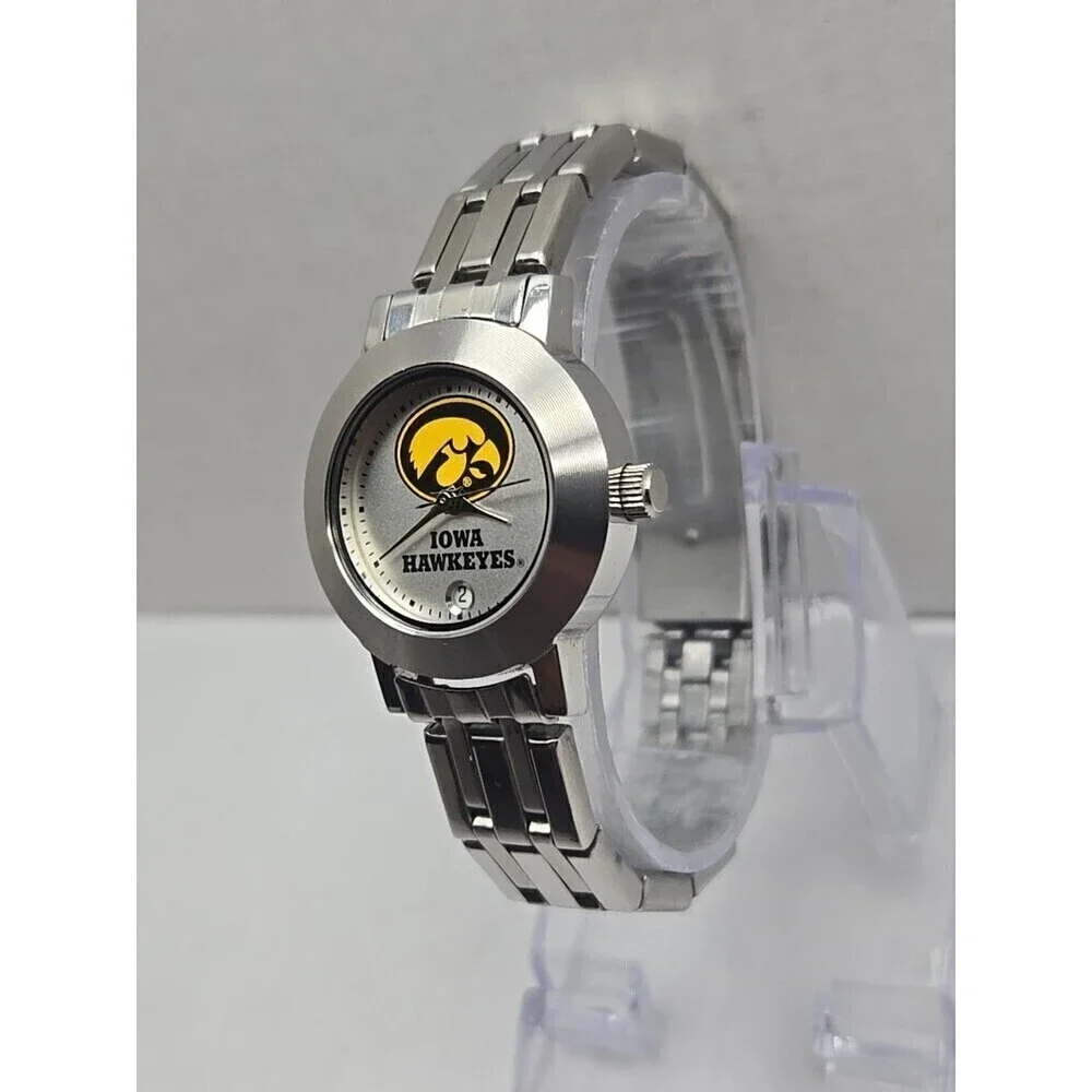 Sun Time Iowa Hawkeyes Stainless Steel Date Quartz Watch New Battery 3ATM Sports